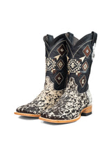 Aztec Cowhide Square Toe Cowboy Boot Size 8.5 Box AE21
