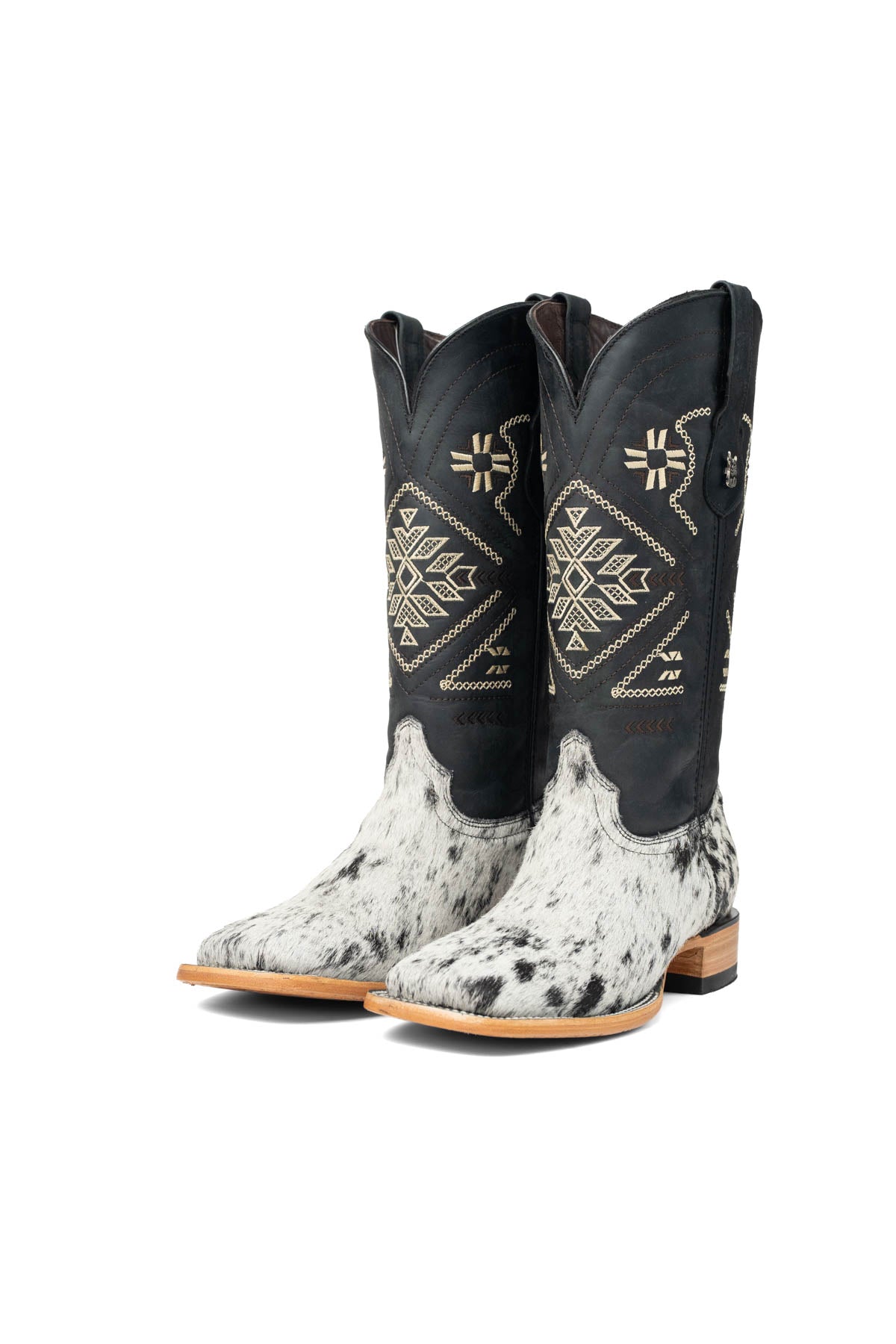 Women Aztec Cowhide Square Toe Cowgirl Boot Size 9 Box Du21