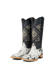 Women Aztec Cowhide Square Toe Cowgirl Boot Size 9 Box Du21
