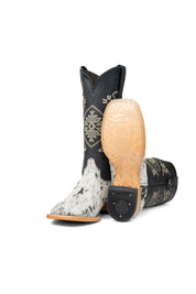 Women Aztec Cowhide Square Toe Cowgirl Boot Size 9 Box Du21