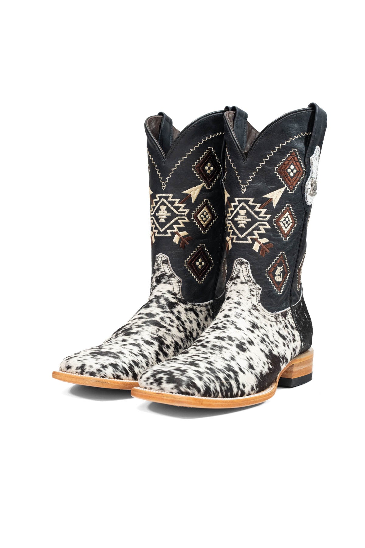 Aztec Cowhide Square Toe Cowboy Boot Size 8.5 Box AE22
