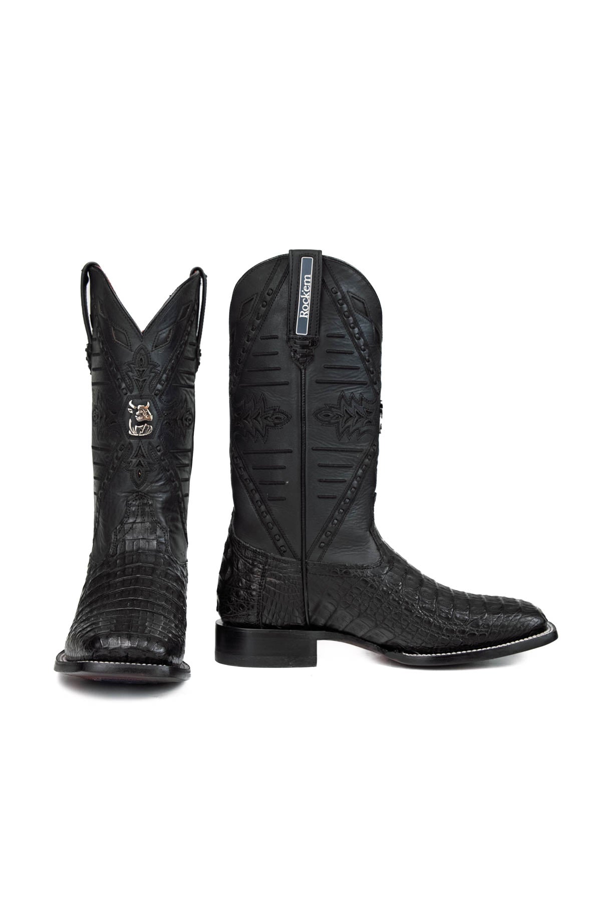 Caiman Hornback Belcrest Red Bottom Square Toe Cowboy Boot