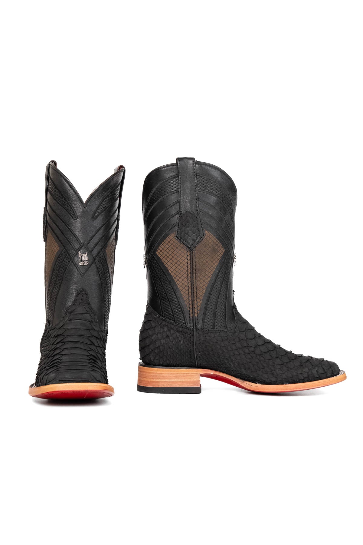 Monroe Giant Python Red Bottom Square Toe Cowboy Boot