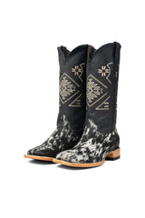 Women Aztec Cowhide Square Toe Cowgirl Boot Size 10 Box Du23
