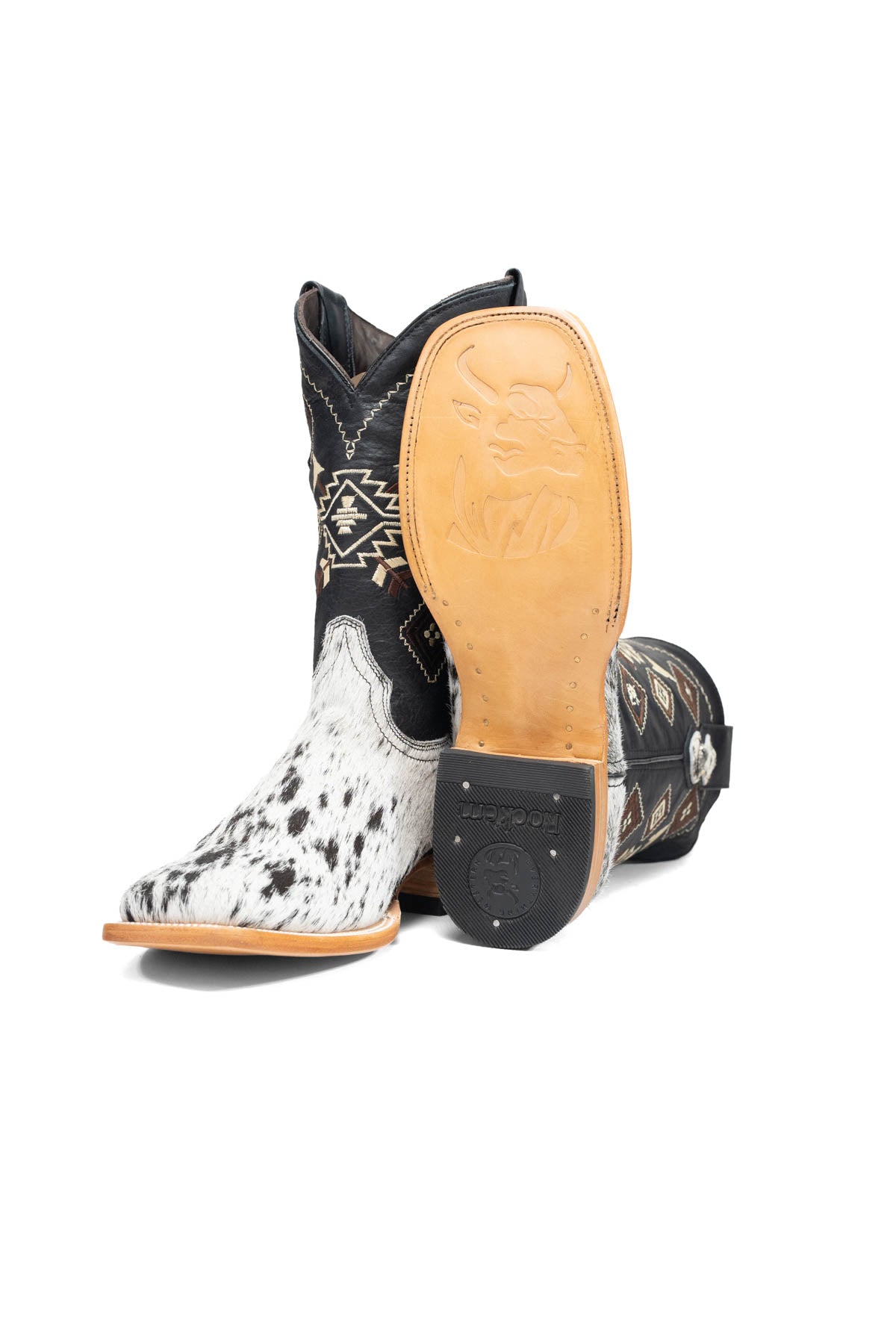 Aztec Cowhide Square Toe Cowboy Boot Size 9 Box AE24