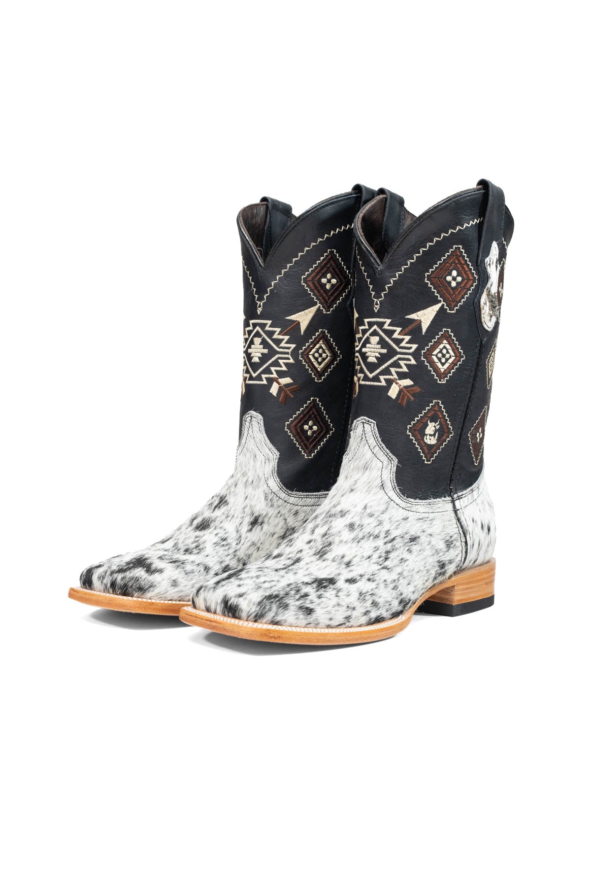 Aztec Cowhide Square Toe Cowboy Boot Size 9 Box AE25