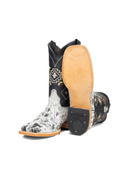Aztec Cowhide Square Toe Cowboy Boot Size 9 Box AE25