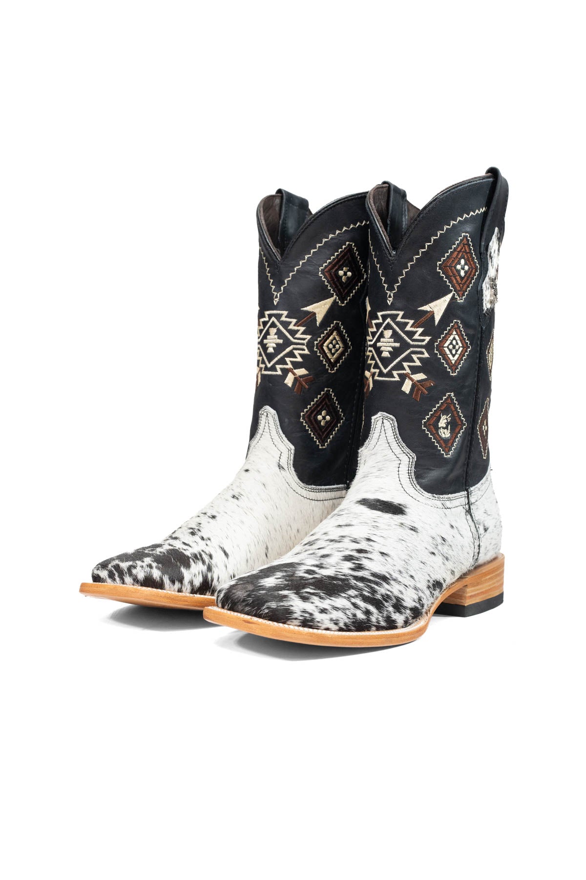 Aztec Cowhide Square Toe Cowboy Boot Size 9 Box AE26