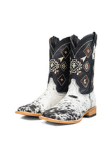 Aztec Cowhide Square Toe Cowboy Boot Size 9 Box AE26