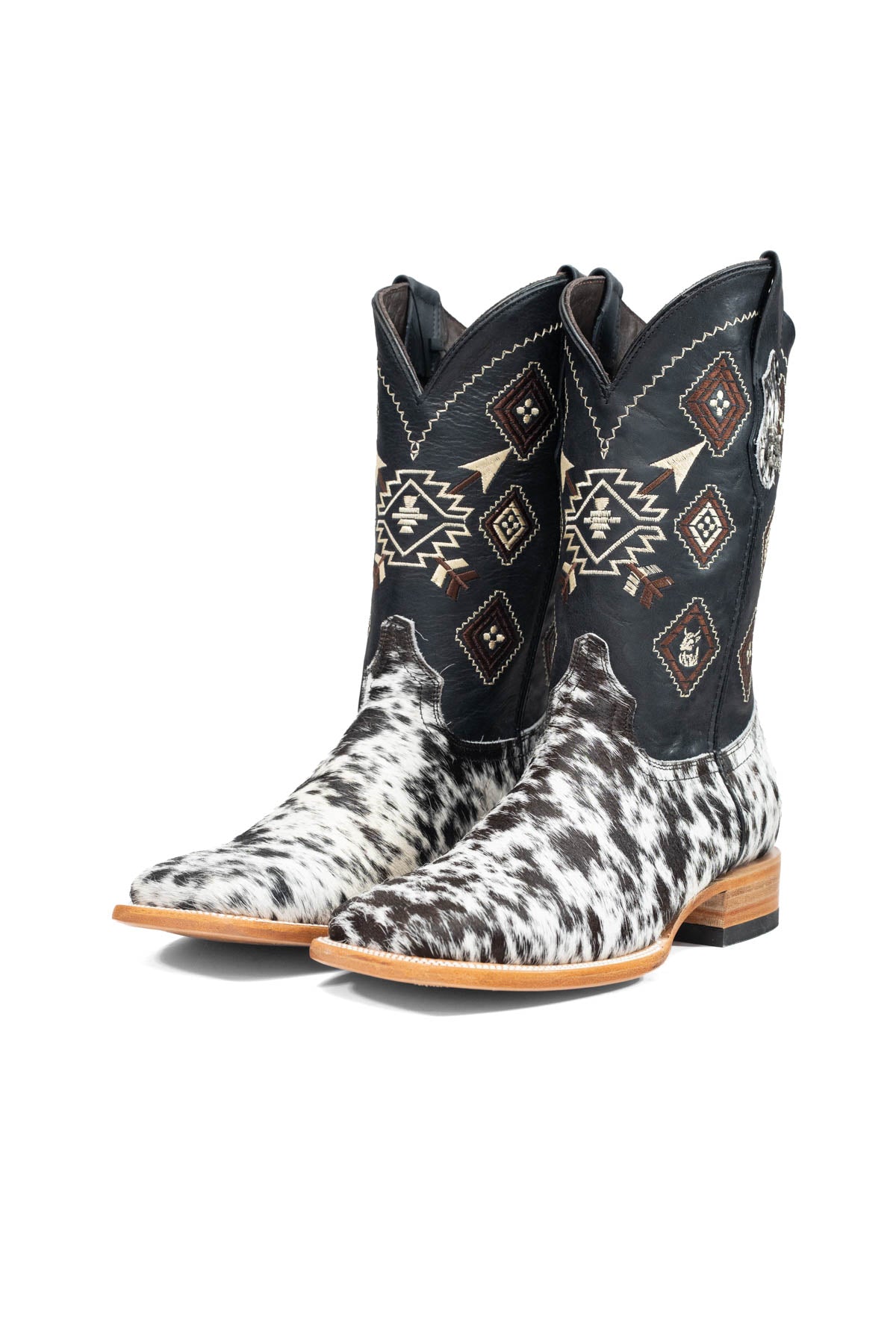 Aztec Cowhide Square Toe Cowboy Boot Size 9 Box AE27