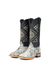 Women Aztec Cowhide Square Toe Cowgirl Boot Size 5 Box Du3