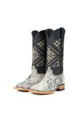 Women Aztec Cowhide Square Toe Cowgirl Boot Size 5 Box Du3