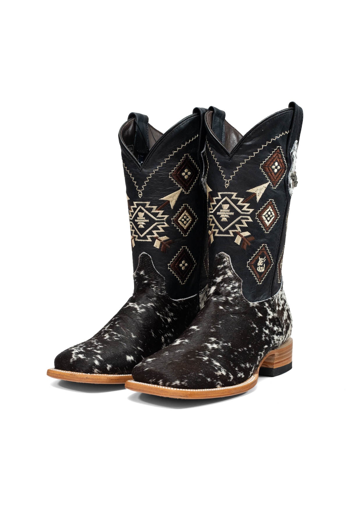 Aztec Cowhide Square Toe Cowboy Boot Size 7 Box AE3