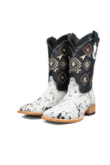 Aztec Cowhide Square Toe Cowboy Boot Size 9 Box AE28