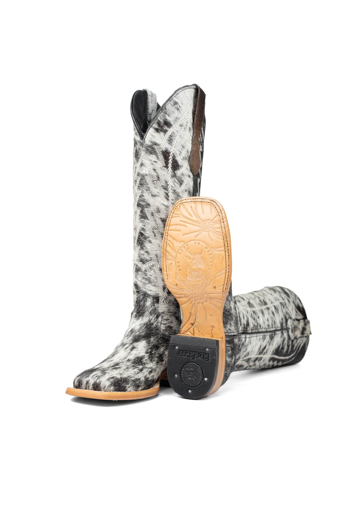 Carmina Tall Cowhide Square Toe Cowgirl Boot Size 6 Box DU28