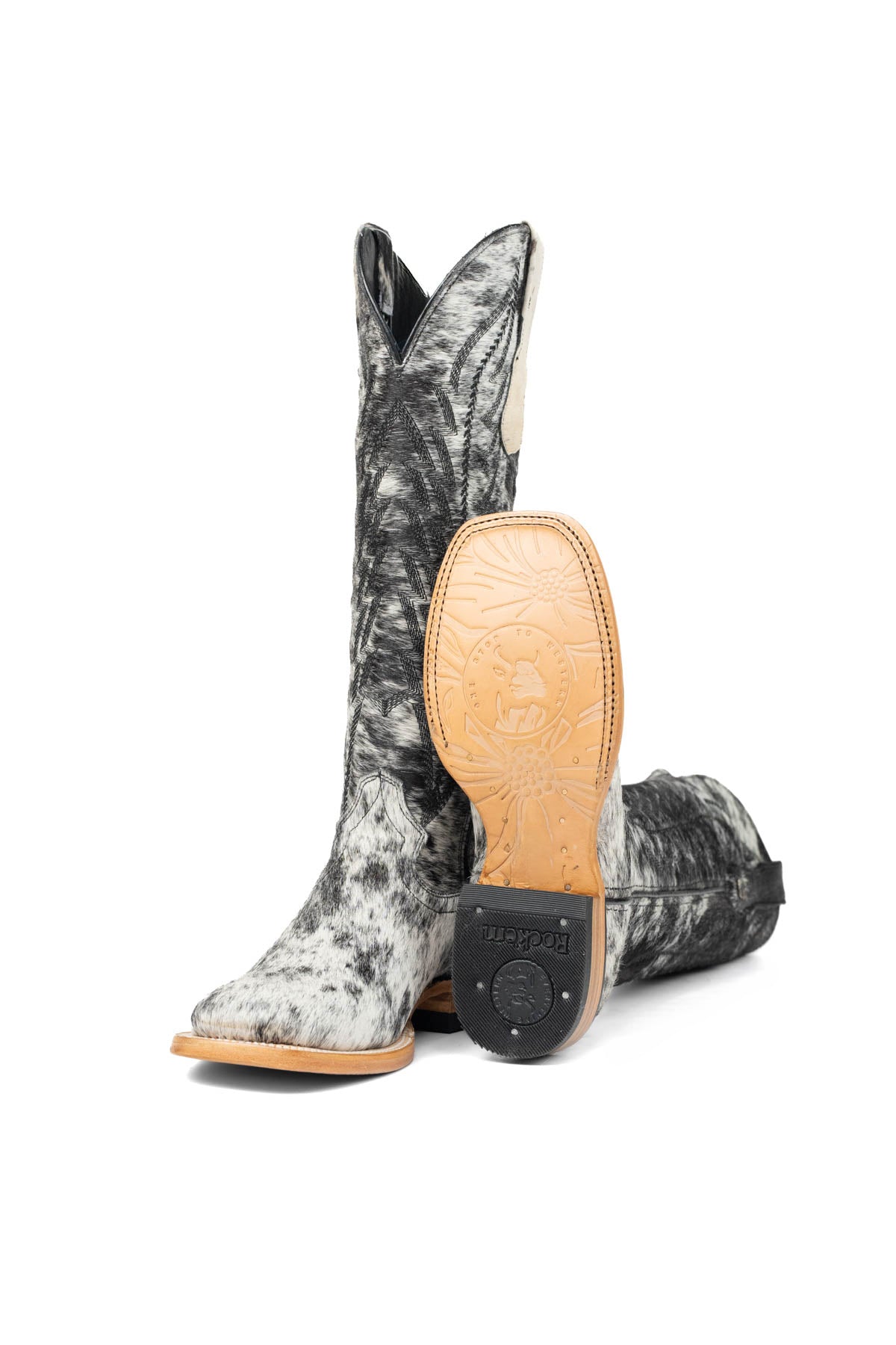 Carmina Tall Cowhide Square Toe Cowgirl Boot Size 6.5 Box DU29