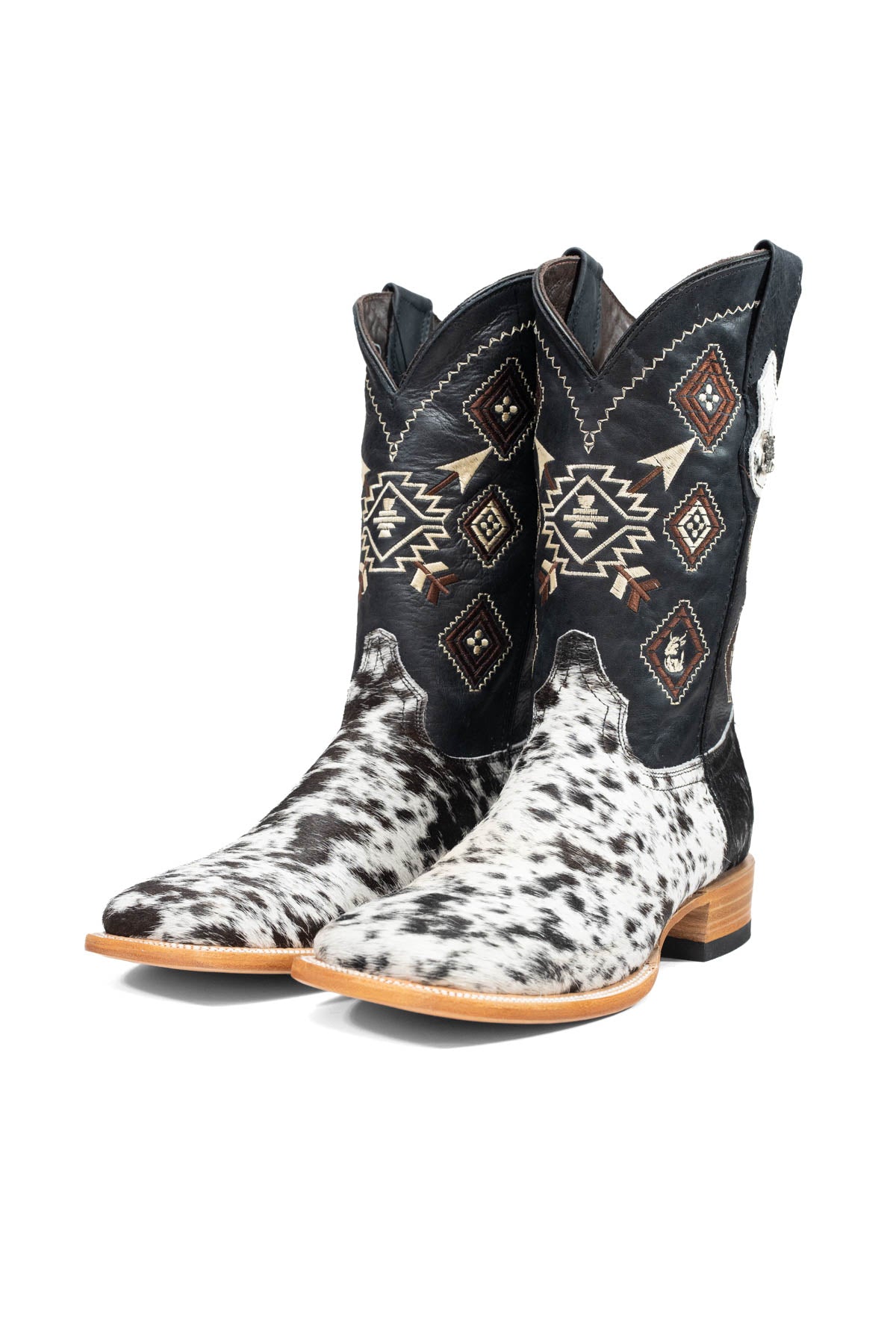 Aztec Cowhide Square Toe Cowboy Boot Size 9.5 Box AE30