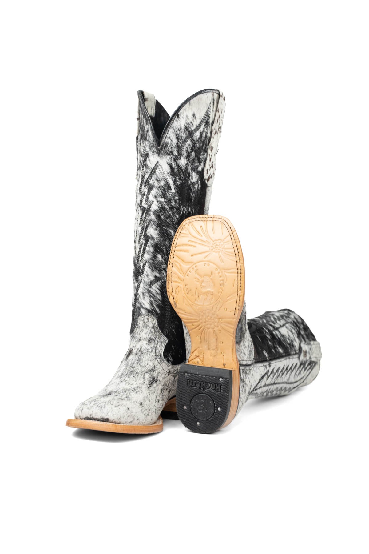 Carmina Tall Cowhide Square Toe Cowgirl Boot Size 7 Box DU30