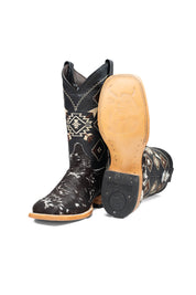 Aztec Cowhide Square Toe Cowboy Boot Size 7 Box AE3