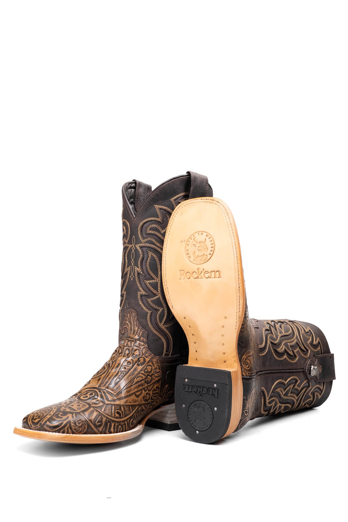 Bruce Tooled Poker Square Toe Cowboy Boot