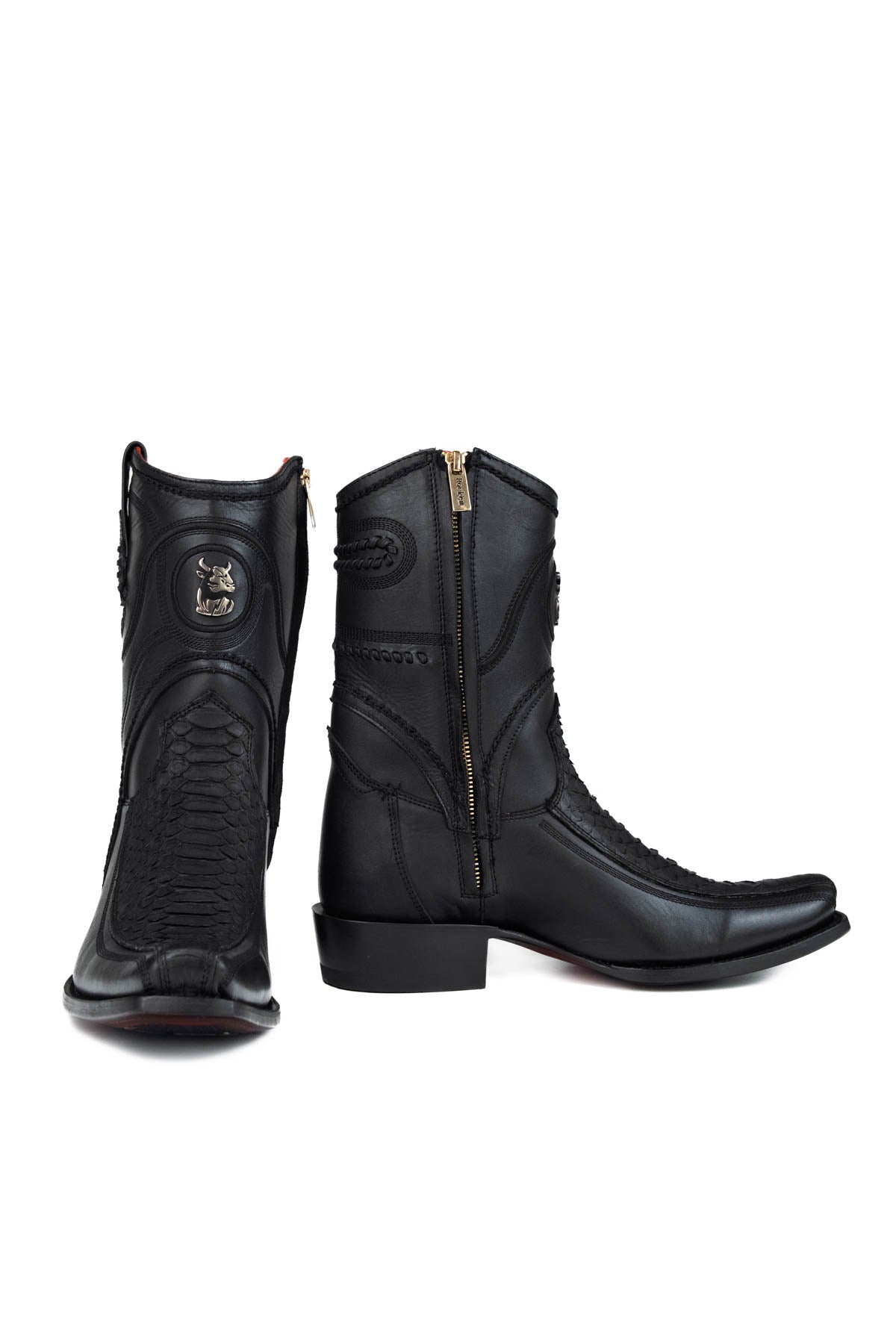 Python Matte Hornstone Red Bottom Narrow Toe Ankle Boot