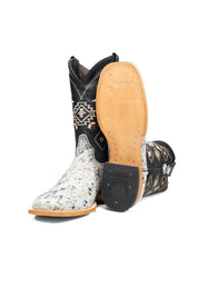 Aztec Cowhide Square Toe Cowboy Boot Size 10 Box AE33