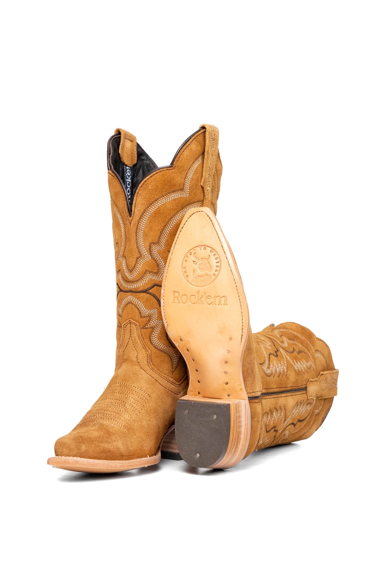 Iris Suede Wide Calf Snip Toe Cowgirl Boot