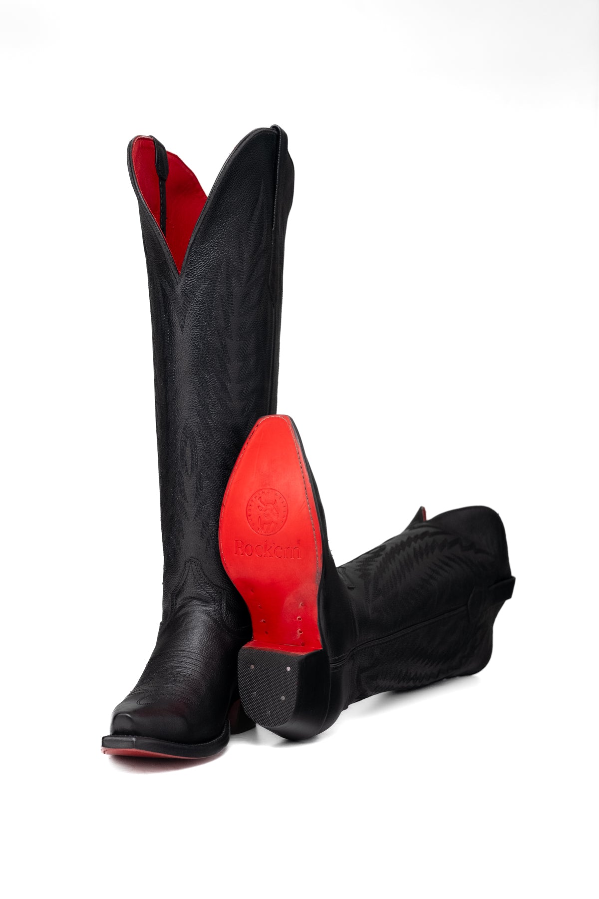 Gia Tall Red Bottom Wide Calf Snip Toe Cowgirl Boot
