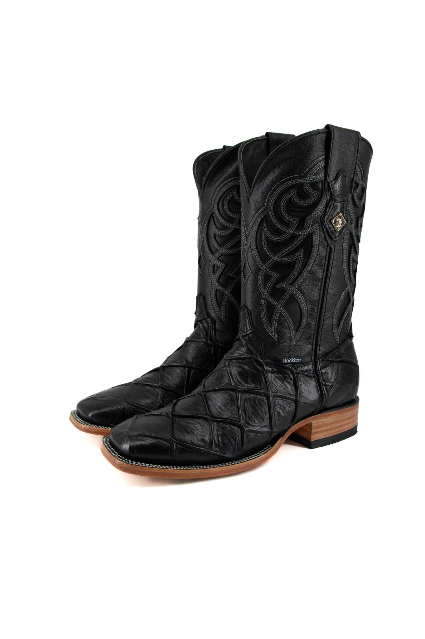 Big Bass Pirarucu Print Square Toe Cowboy Boots – Rock'Em