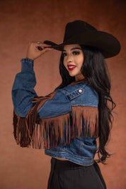 Rock & Roll Denim Indigo & Suede Fringe Jacket BW92D04921 TC