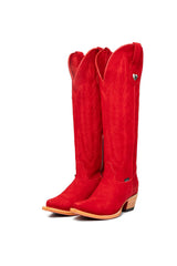 Eleanor Suede Tall Red Bottom Snip Toe Cowgirl Boot