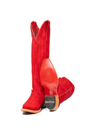 Eleanor Suede Tall Red Bottom Snip Toe Cowgirl Boot
