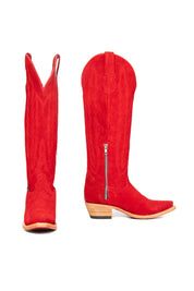 Eleanor Suede Tall Red Bottom Snip Toe Cowgirl Boot