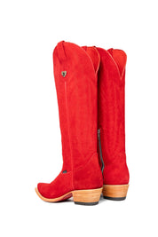 Eleanor Suede Tall Red Bottom Snip Toe Cowgirl Boot