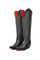 Black cowboy boots with red interior on a white background