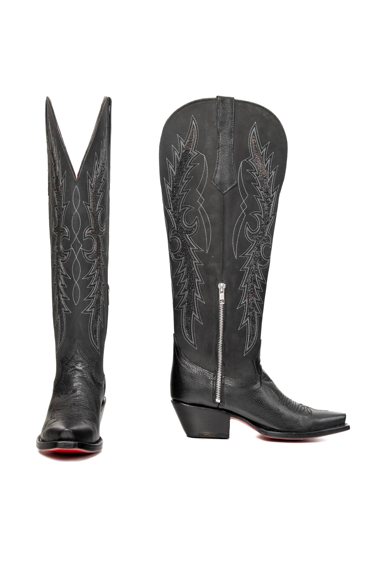 Marisol Tall Wide Calf Red Bottom Snip Toe Cowgirl Boot