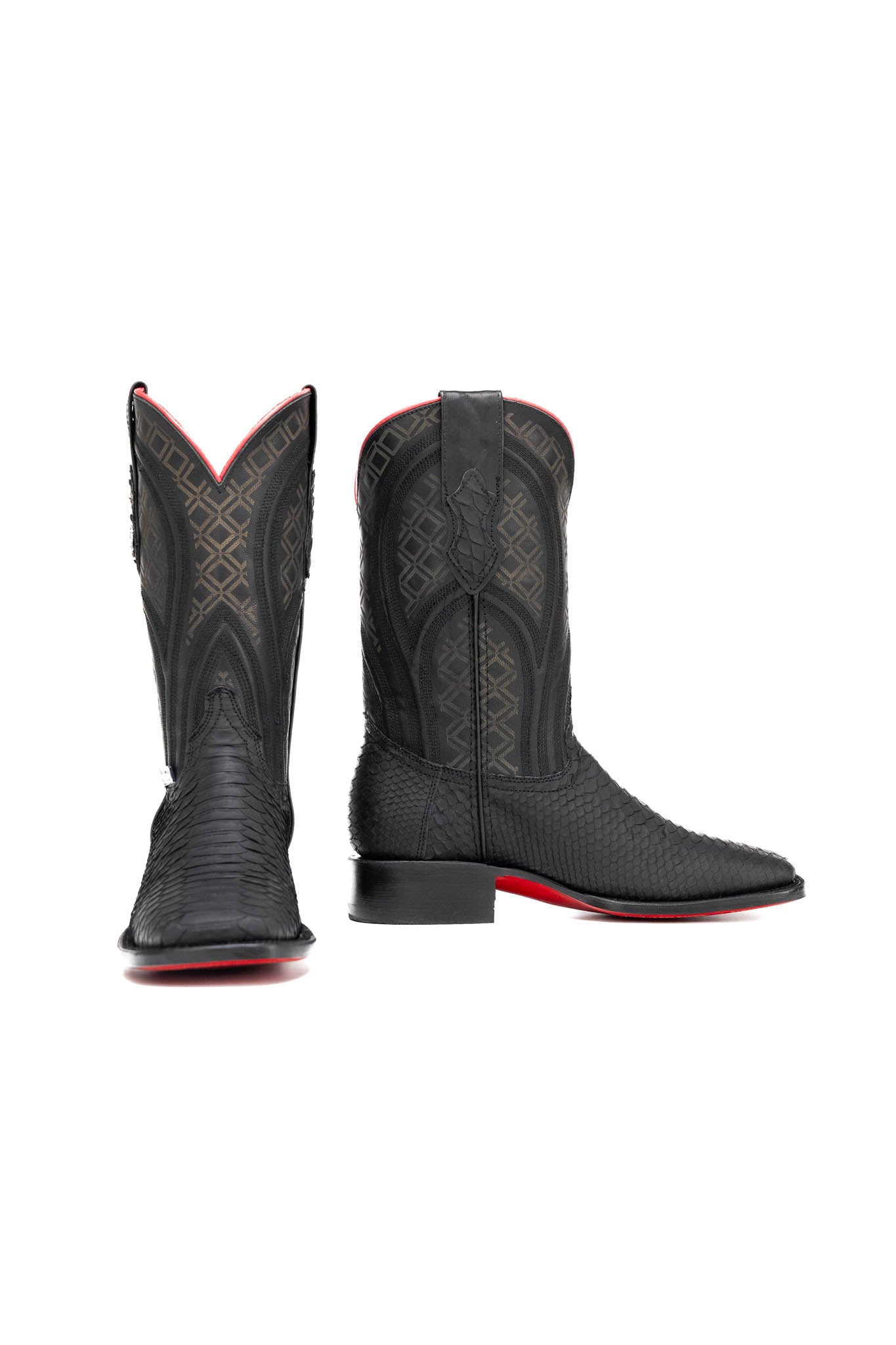 Walter Python Exotic Red Bottom Square Toe Cowboy Boot