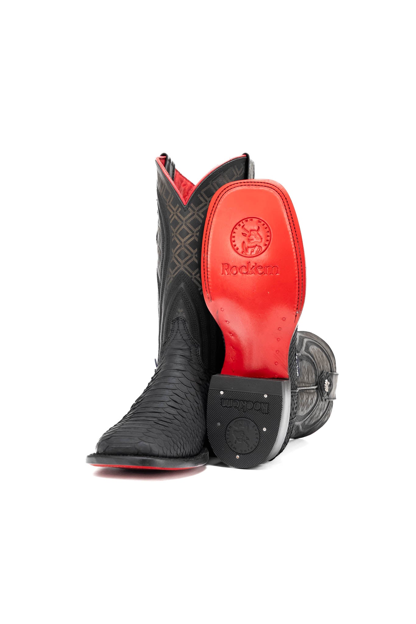 Walter Python Exotic Red Bottom Square Toe Cowboy Boot