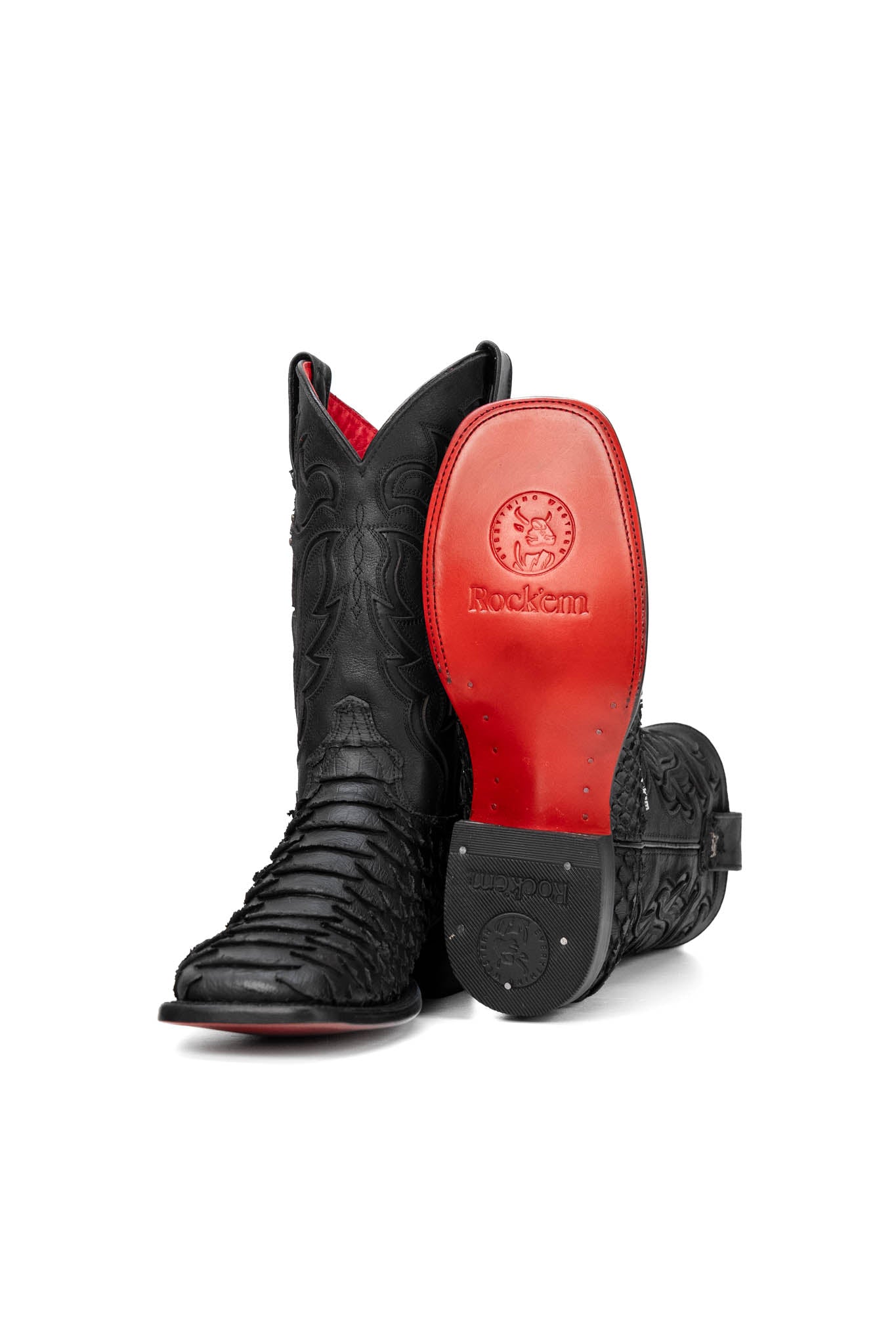 Bruce Jumbo Python Red Bottom Square Toe Cowboy Boot