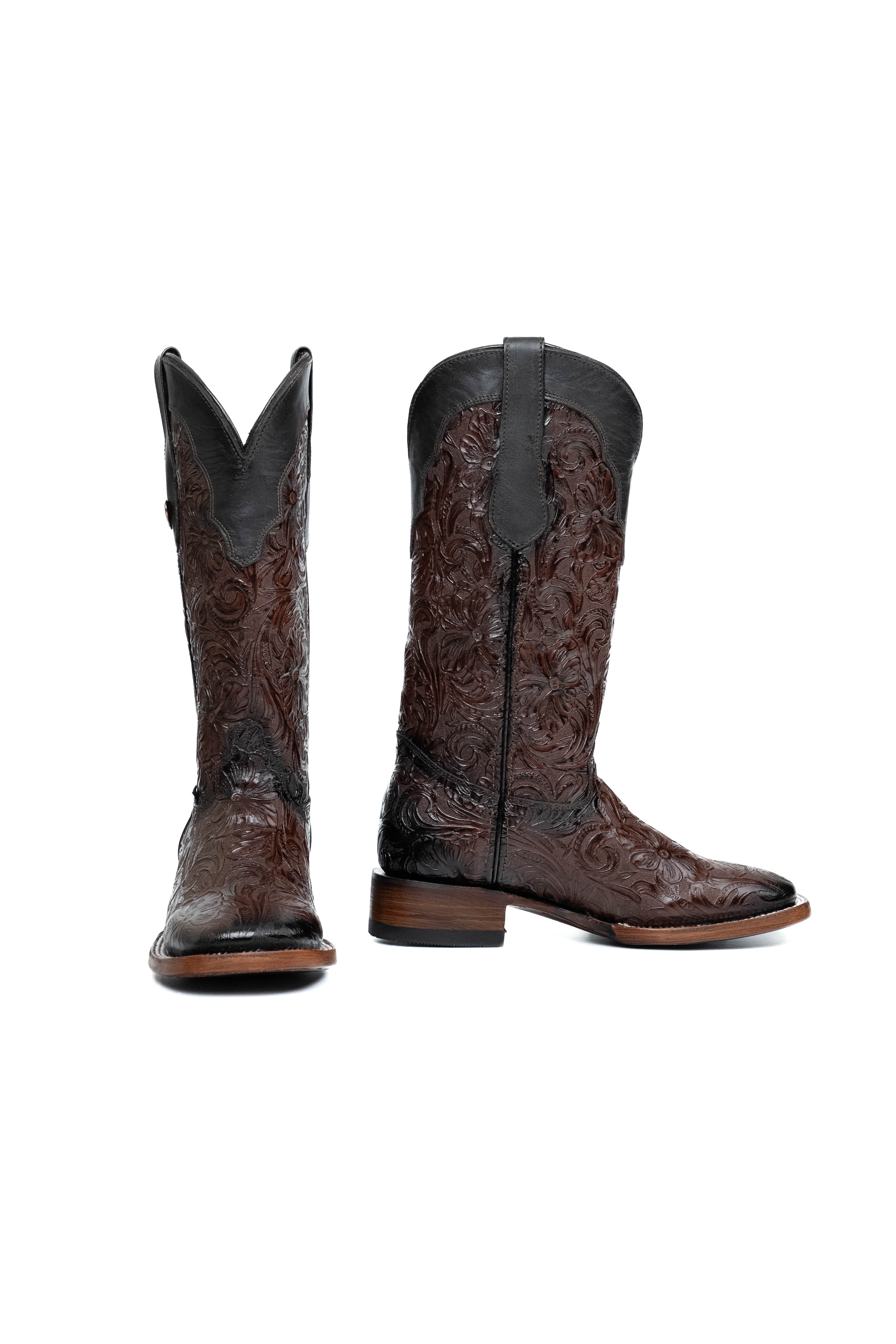 Mila Tooled Square Toe Cowgirl Boot