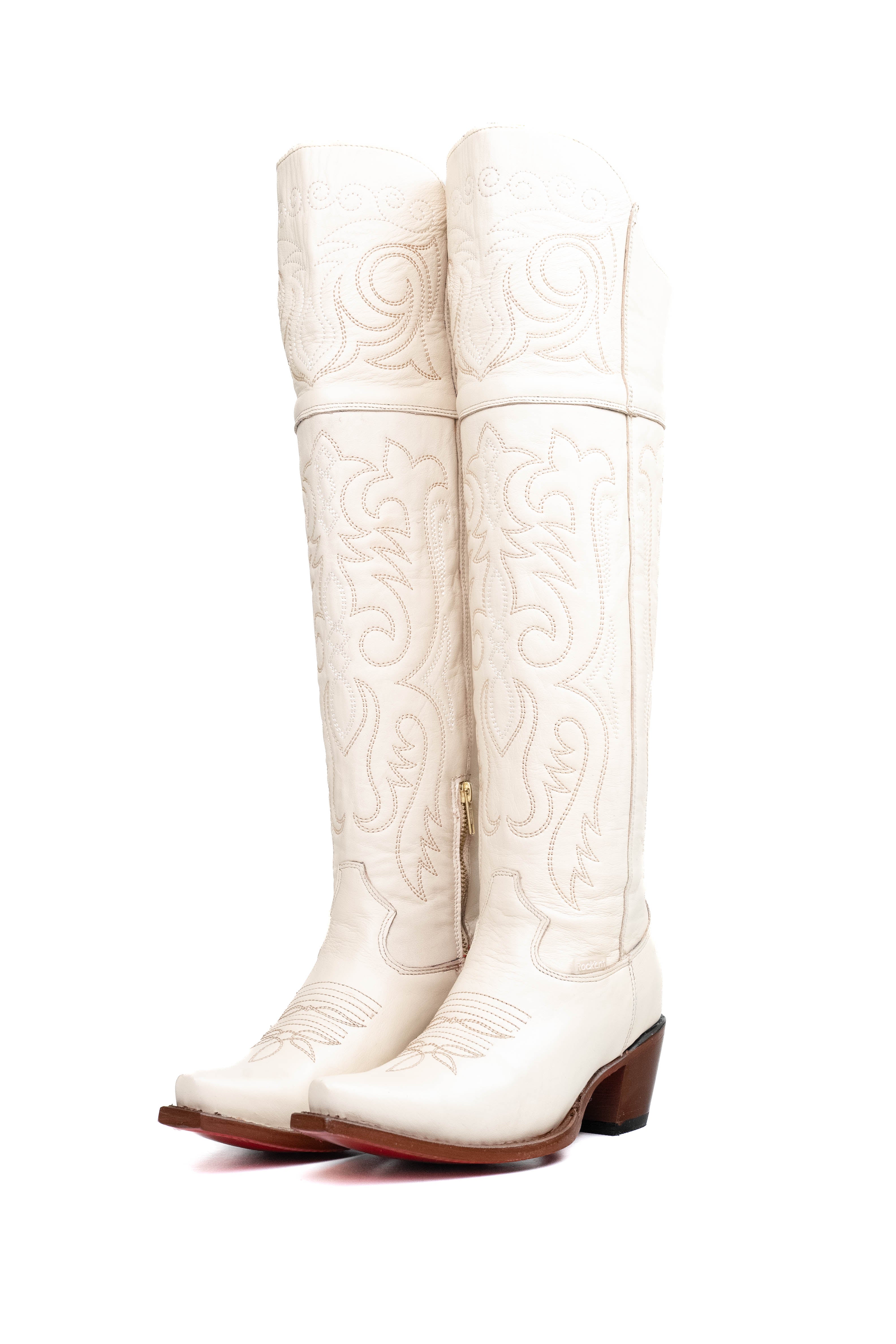 Amour Knee High Red Bottom Snip Toe Cowgirl Boot