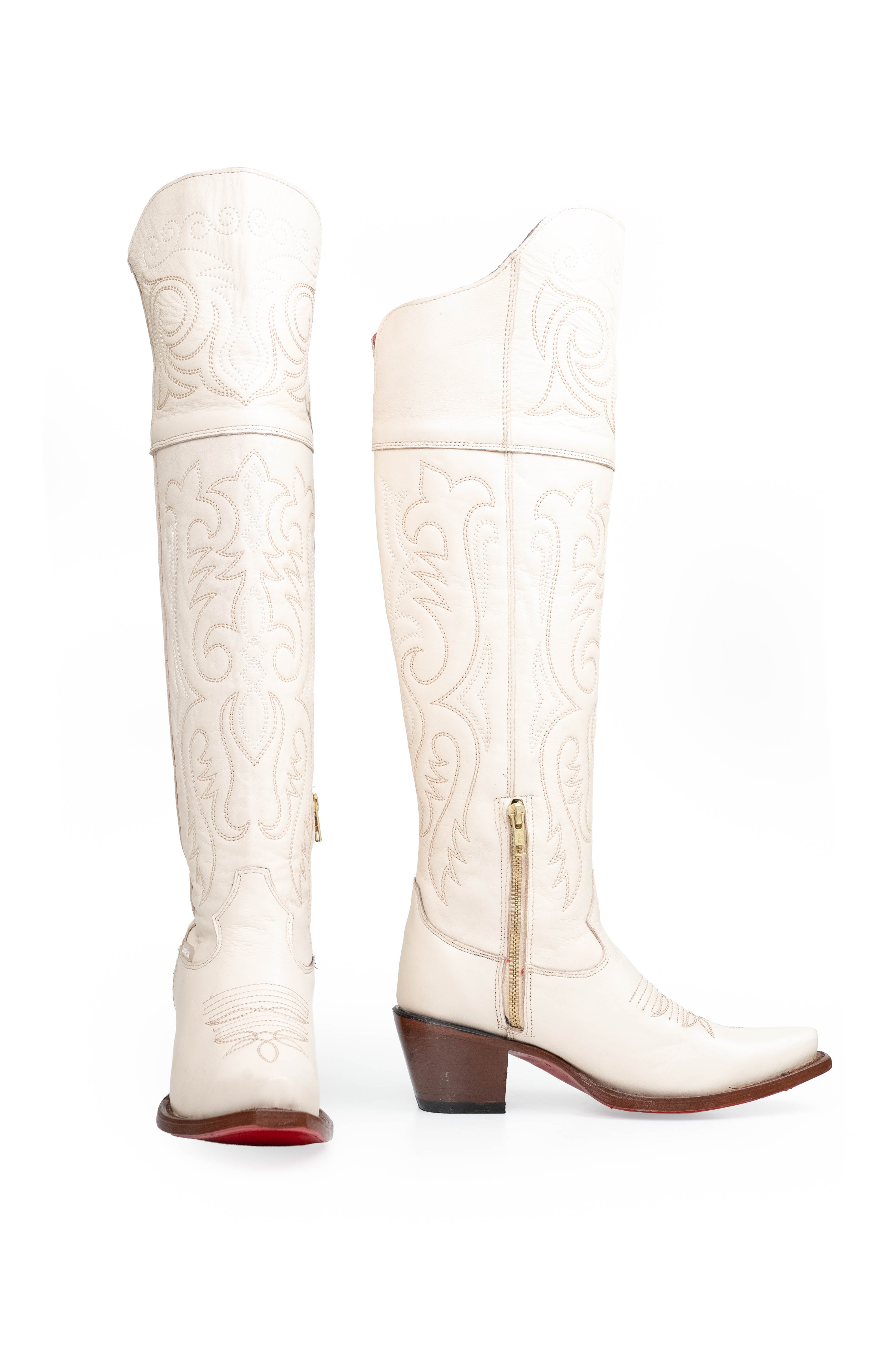 Amour Knee High Red Bottom Snip Toe Cowgirl Boot