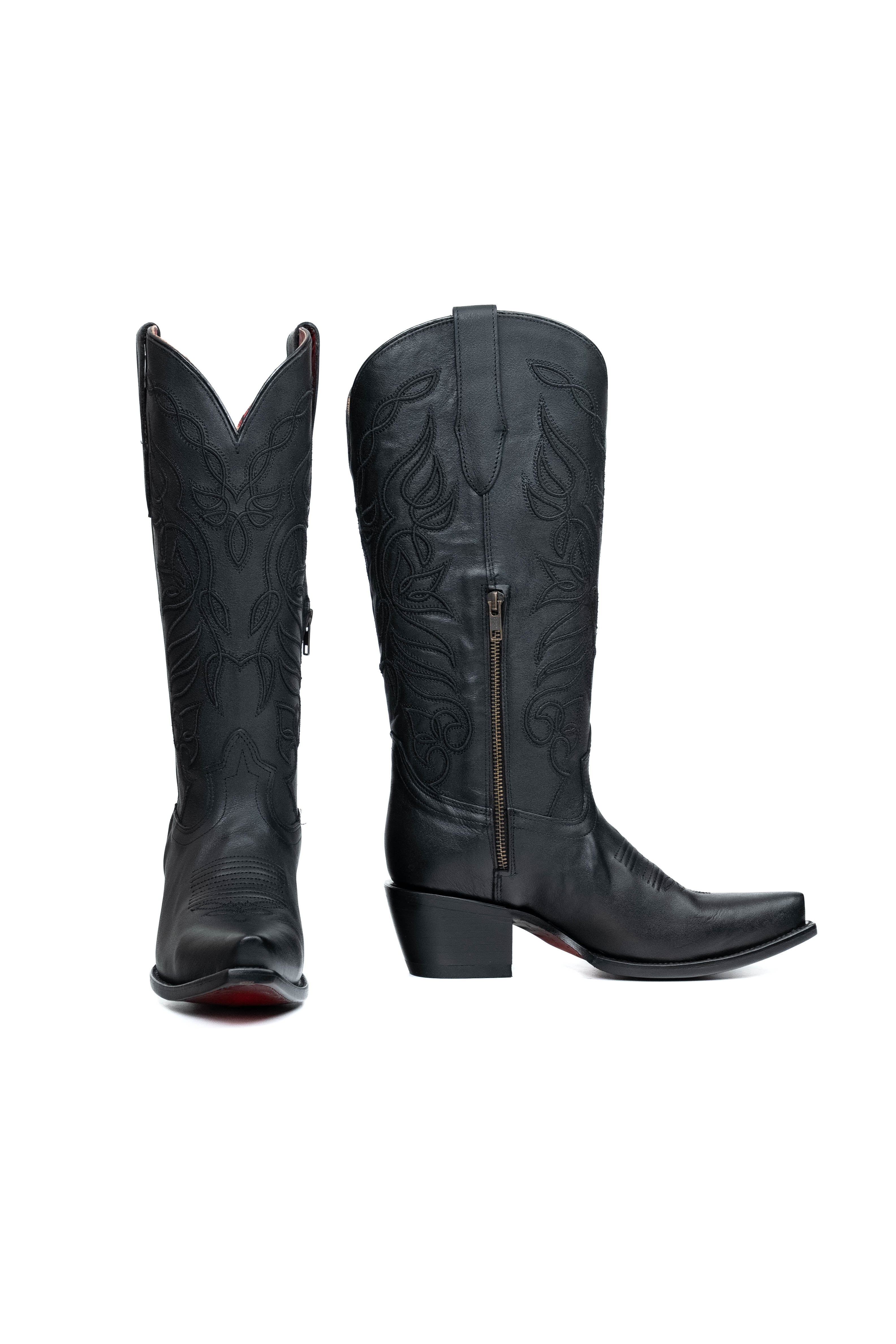 Sally Midi Red Bottom Wide Calf Snip Toe Cowgirl Boot