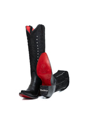 Crystal Belle Tall Red Bottom Snip Toe Cowgirl Boot