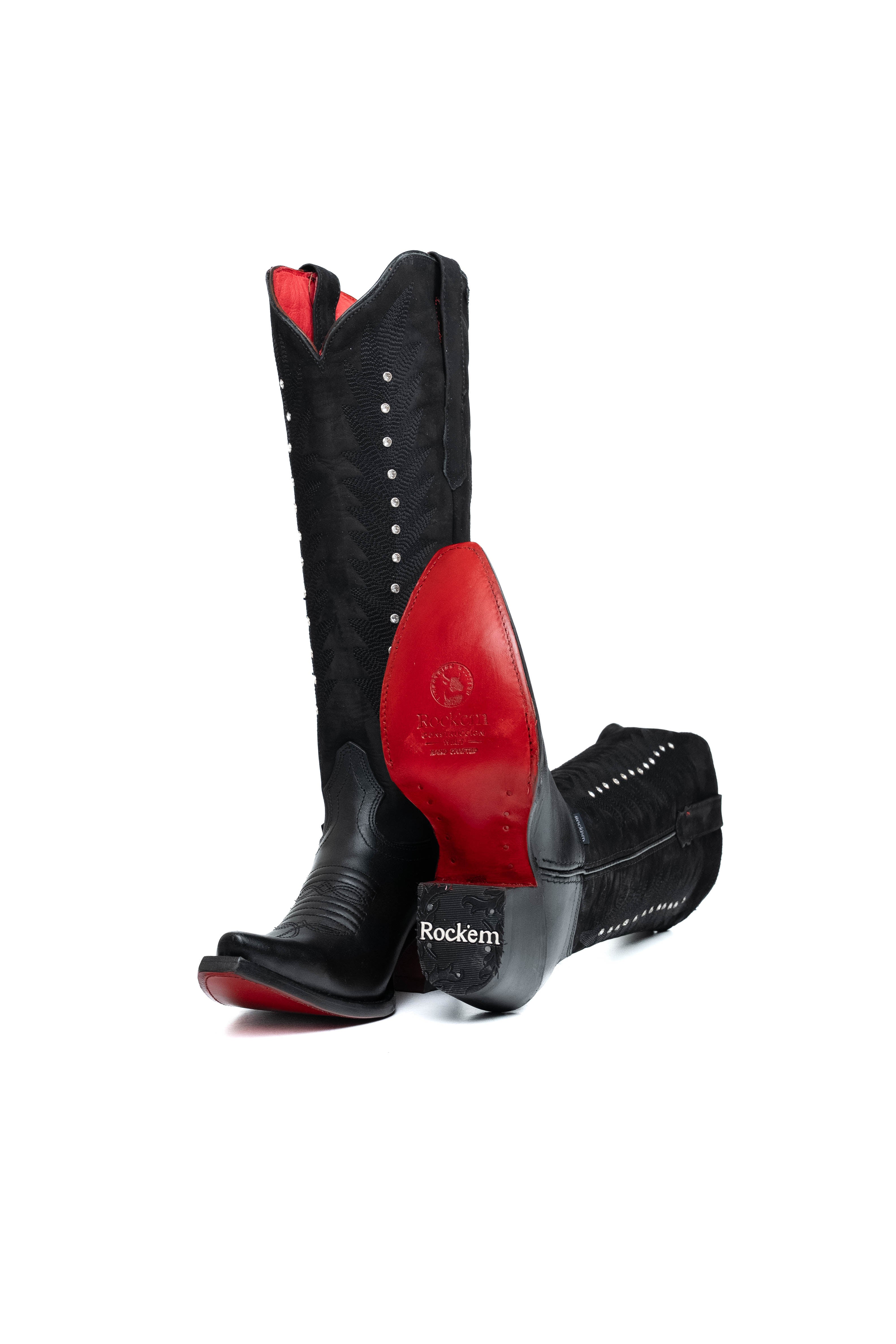 Crystal Belle Tall Red Bottom Snip Toe Cowgirl Boot