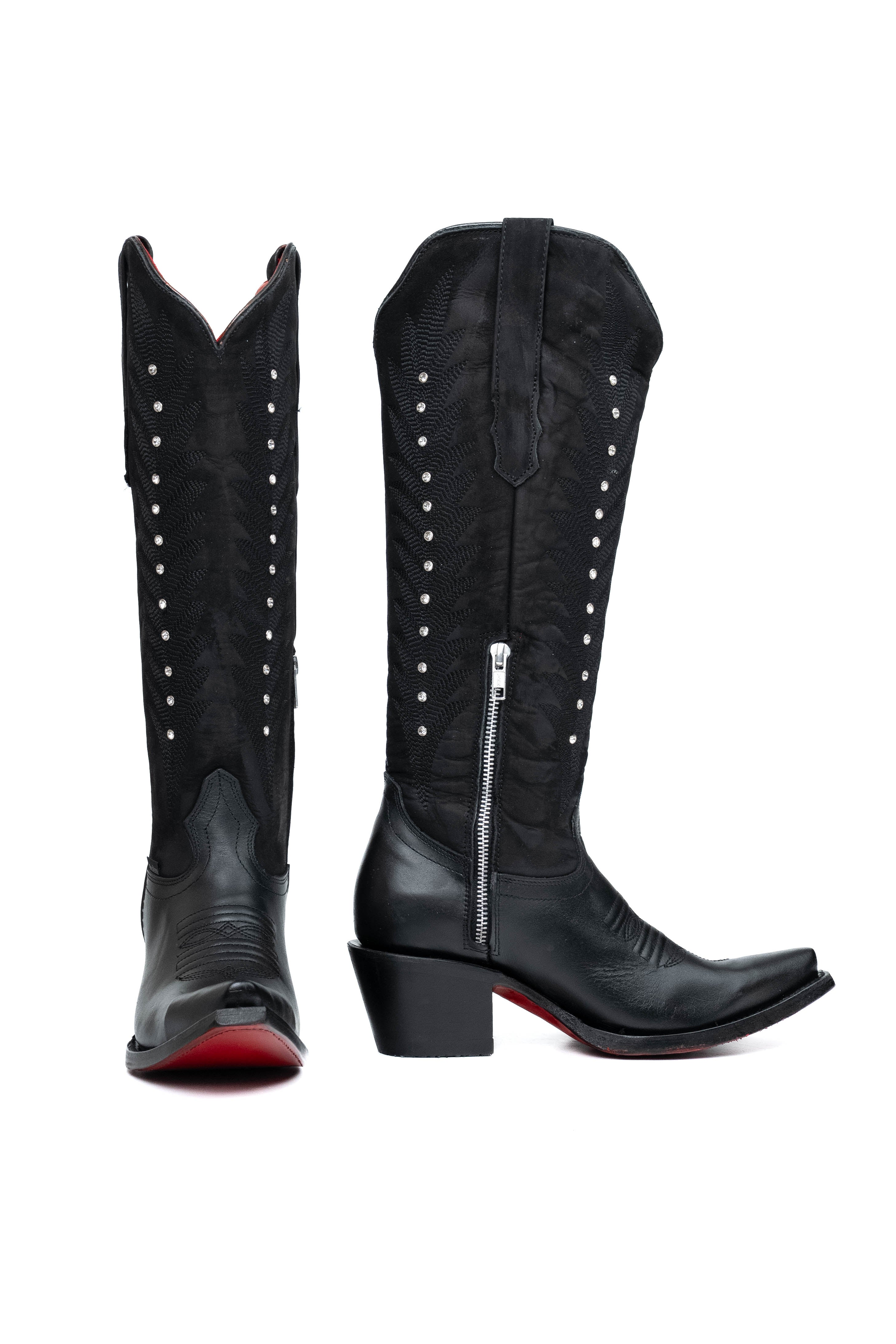 Crystal Belle Tall Red Bottom Snip Toe Cowgirl Boot