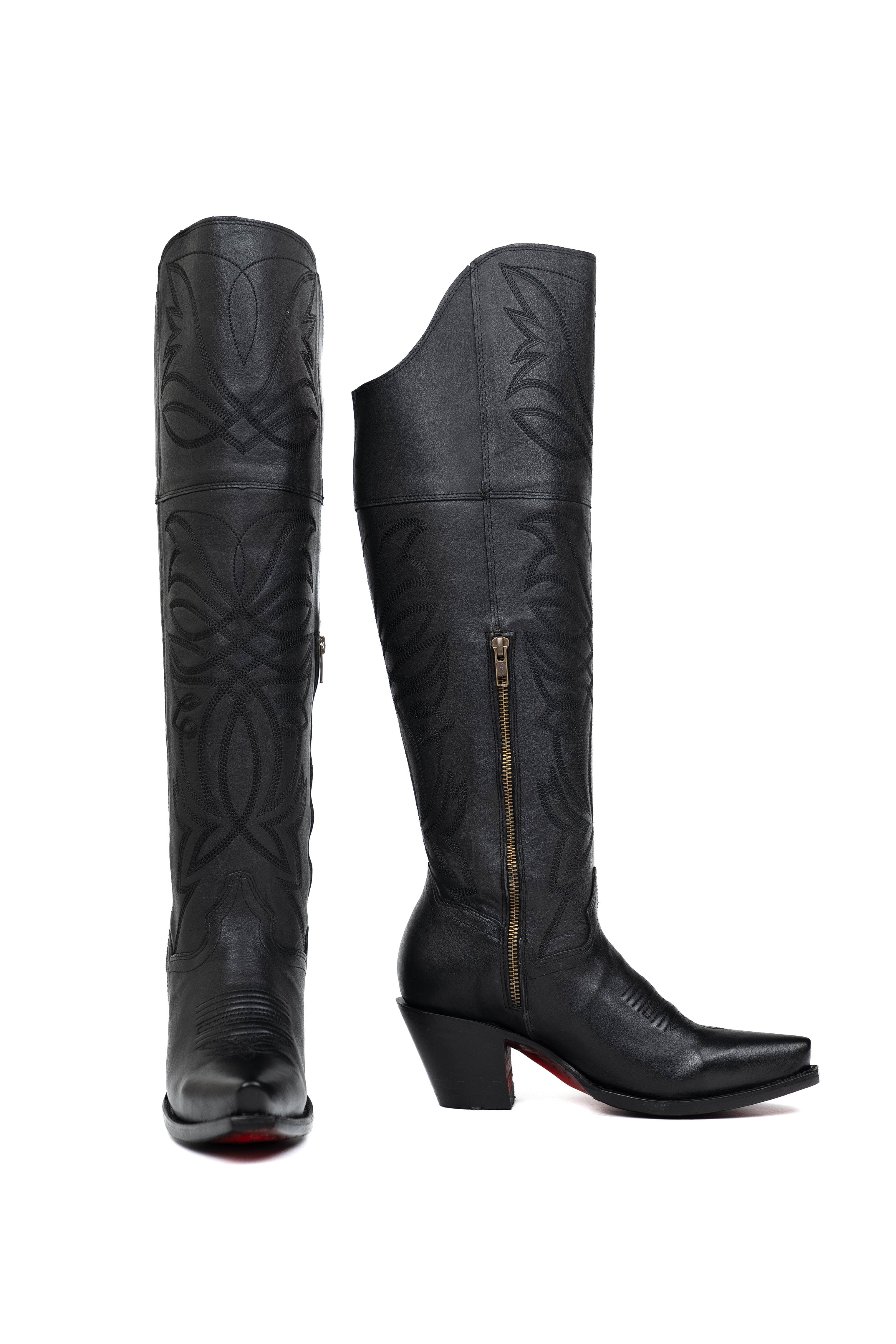 Myriam Knee High Red Bottom Snip Toe Cowgirl Boot