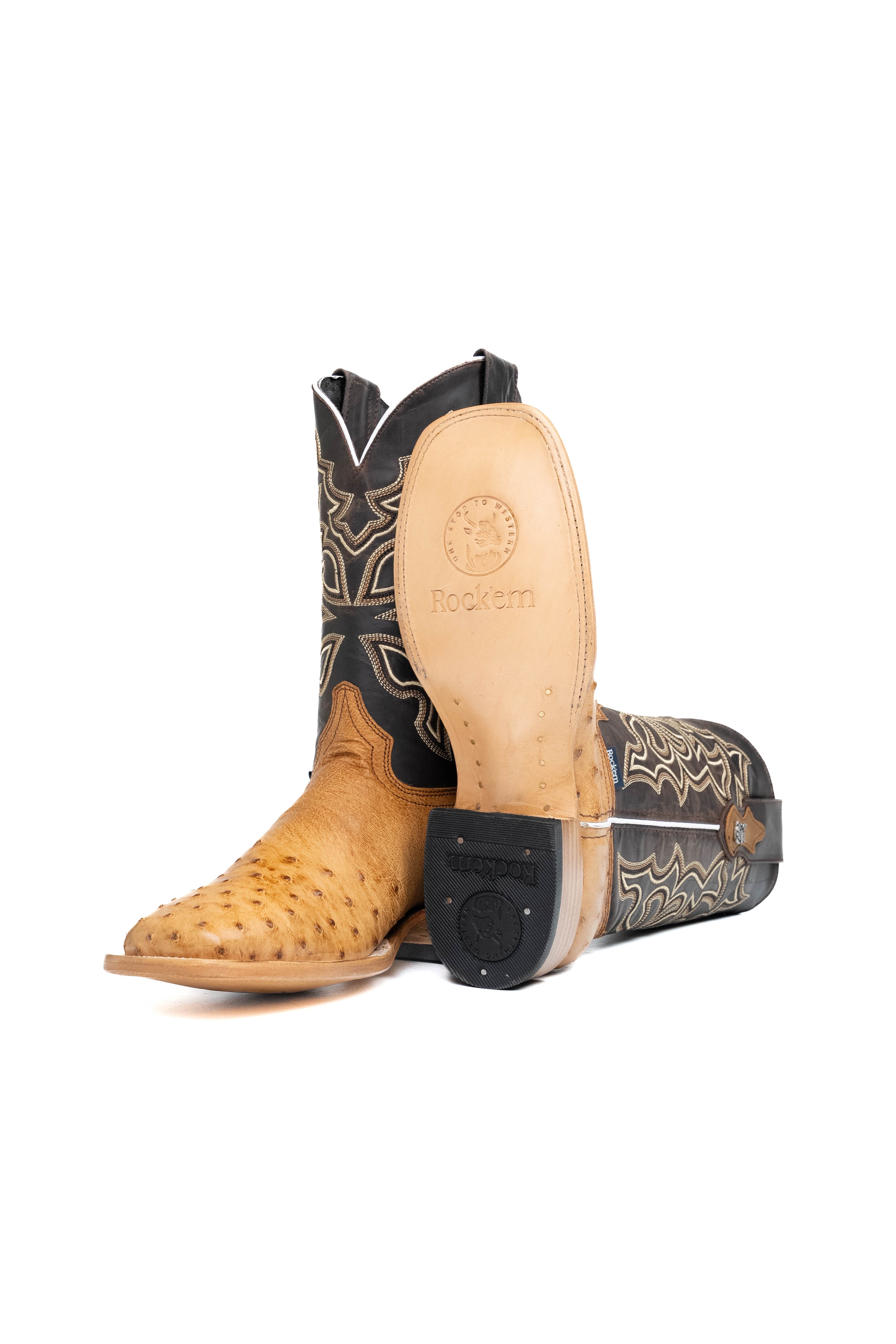 Lucas Exotic Ostrich Square Toe Cowboy Boot