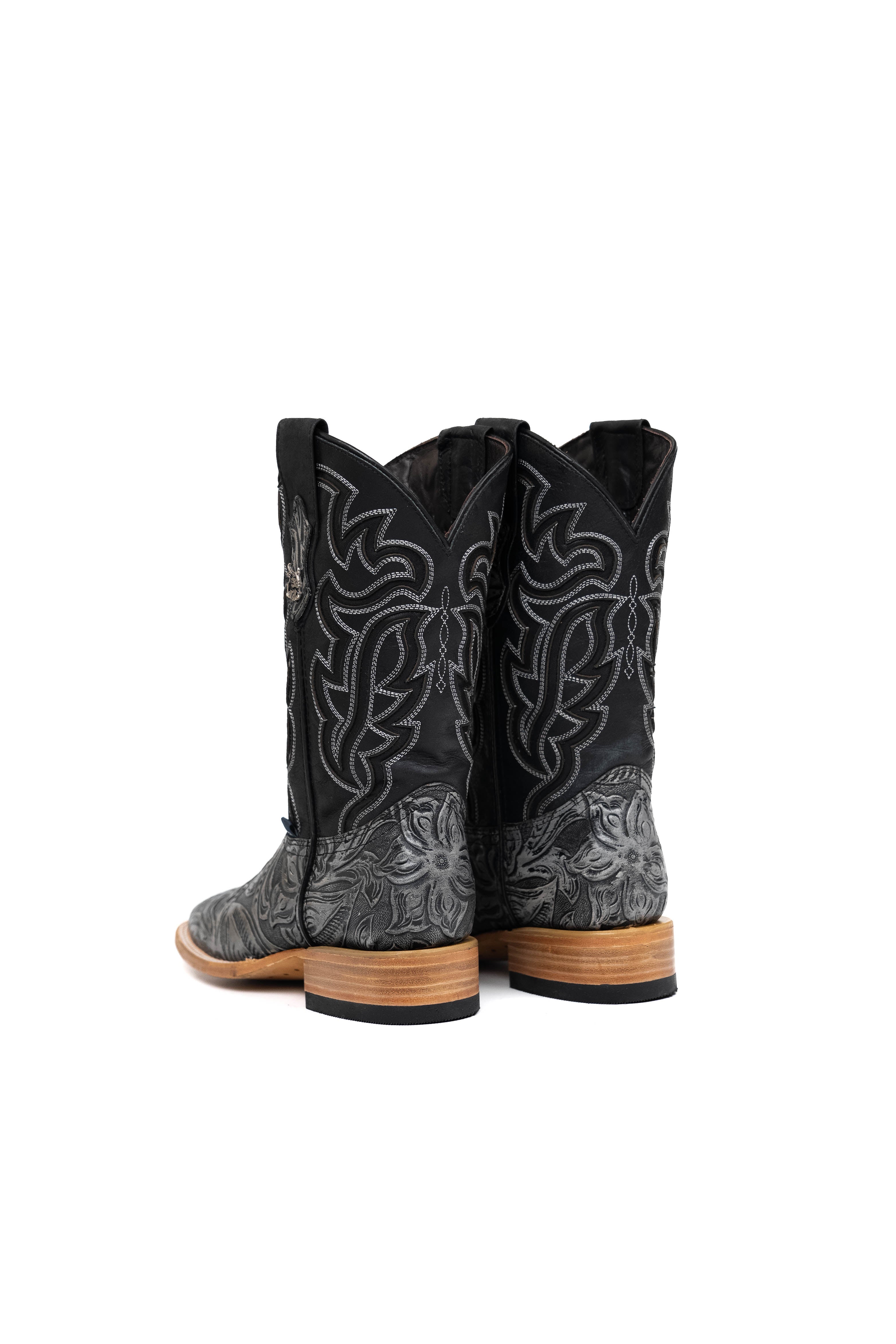 Bruce Tooled Flower Square Toe Cowboy Boot