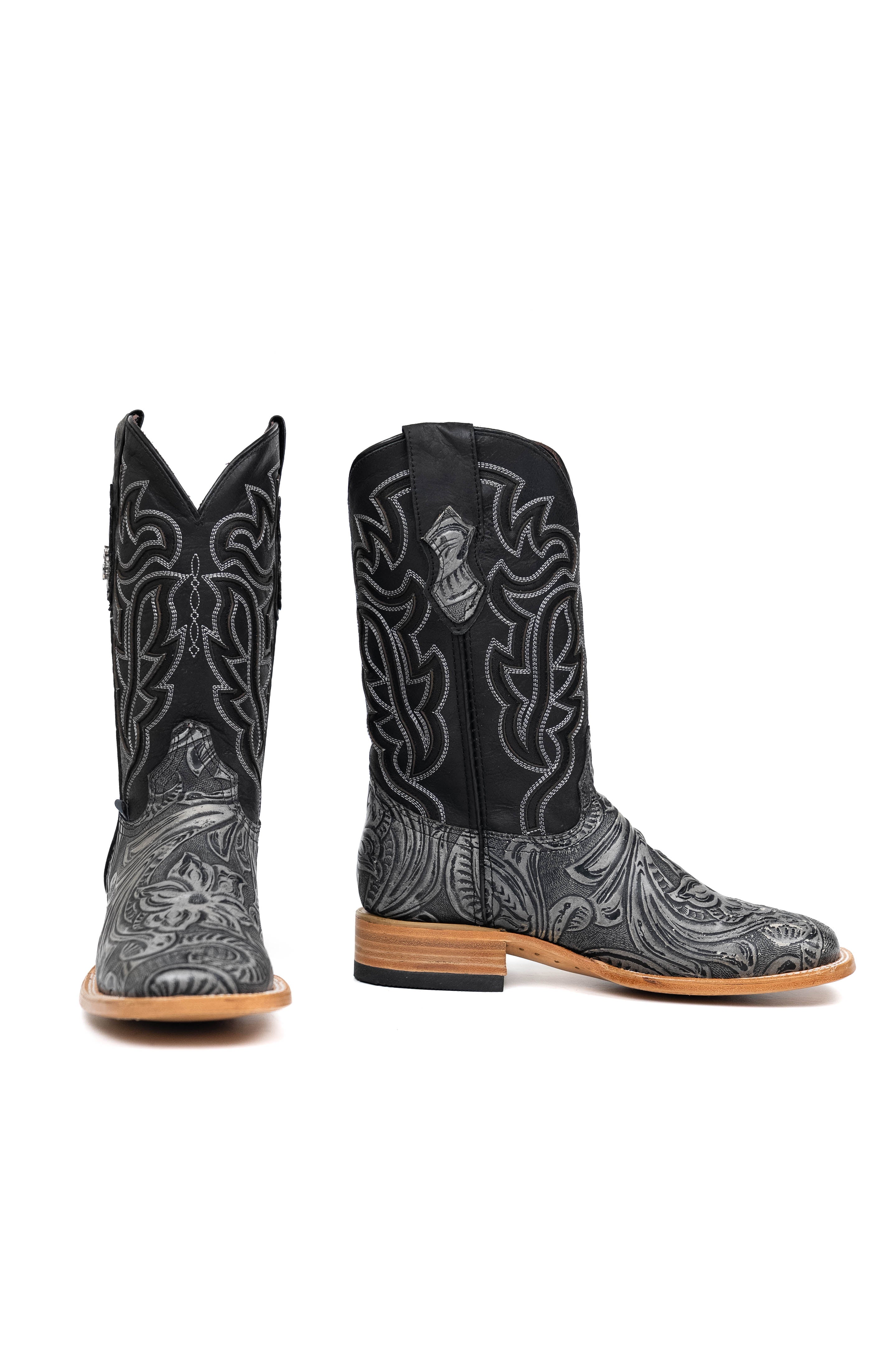 Bruce Tooled Flower Square Toe Cowboy Boot